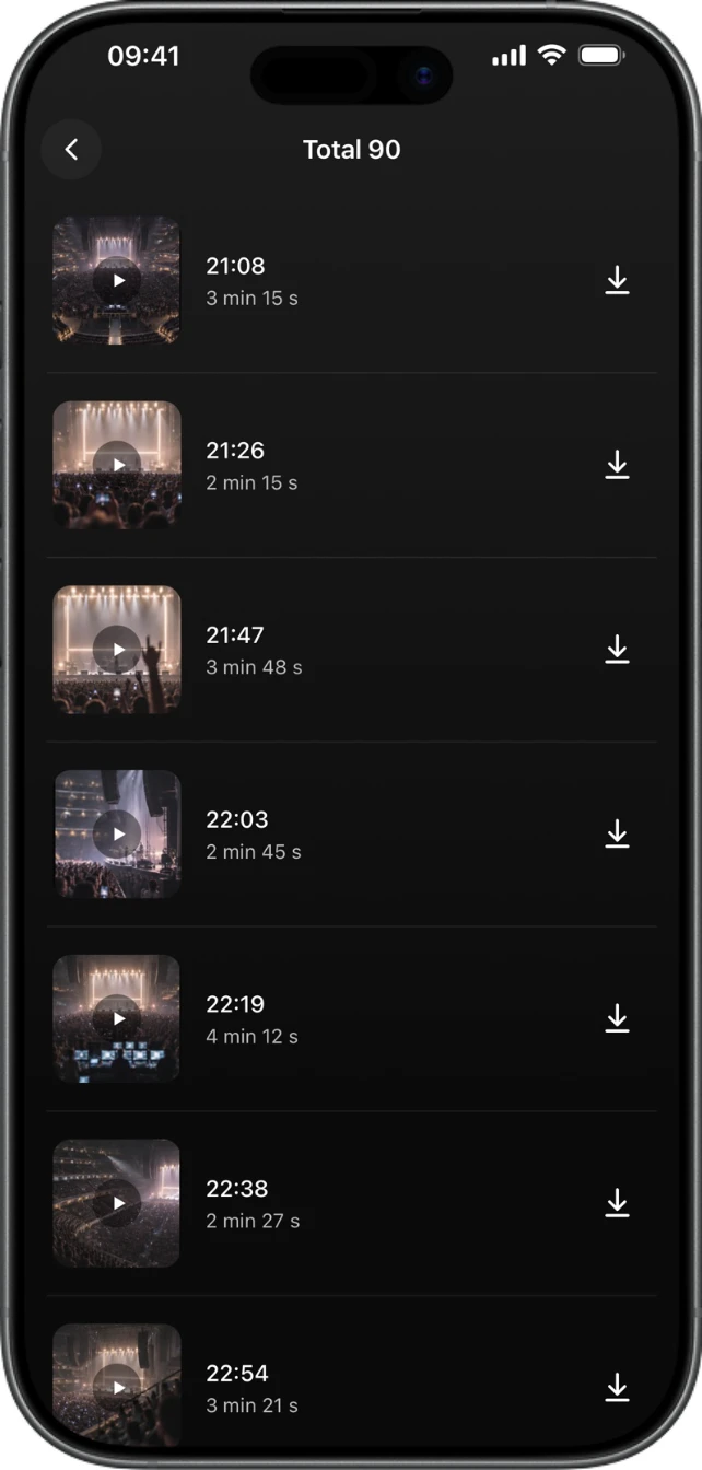 Galería de la app GODITI con los vídeos del evento